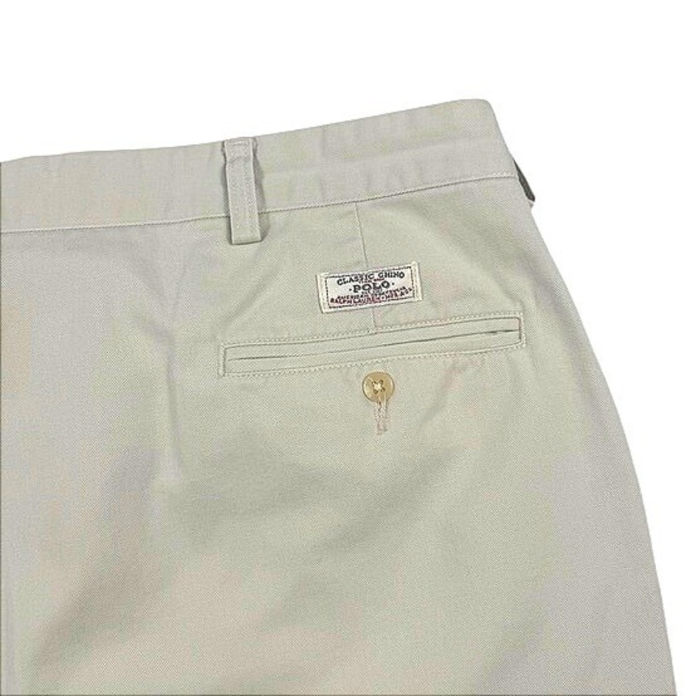 Polo Ralph Lauren Andrew Pant Mens 42x32 Khaki Tan Pleated Cotton Chino Trousers